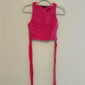 Lulu's Vibrant Pink Tie-Back Crop Top